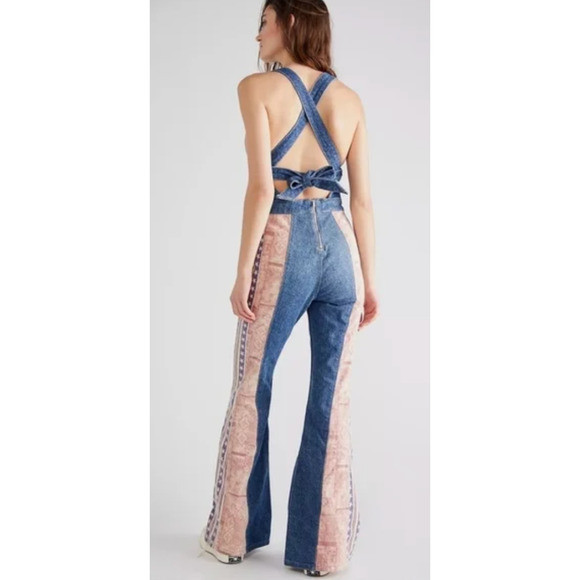 Free People's Dallas Flag Overalls American Combo, Size 2 - Picture 2 of 6